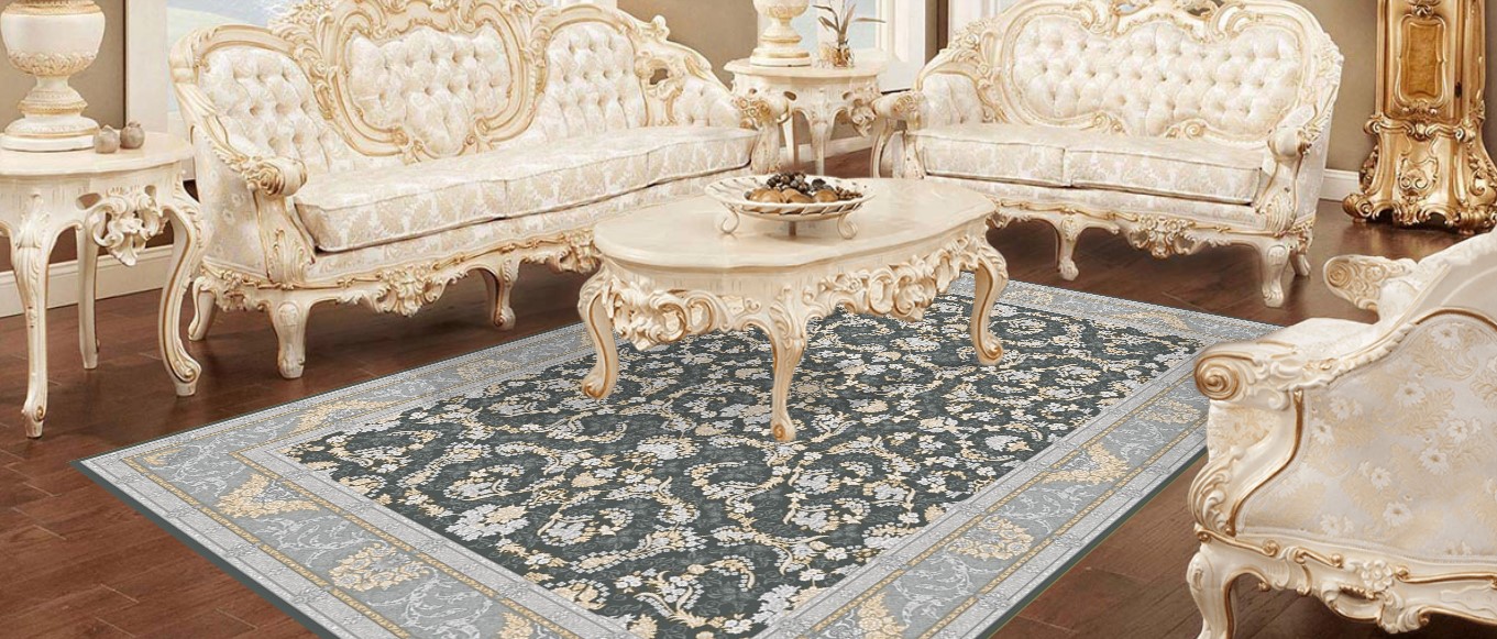 خرید فرش زمینه سرمه ای 5