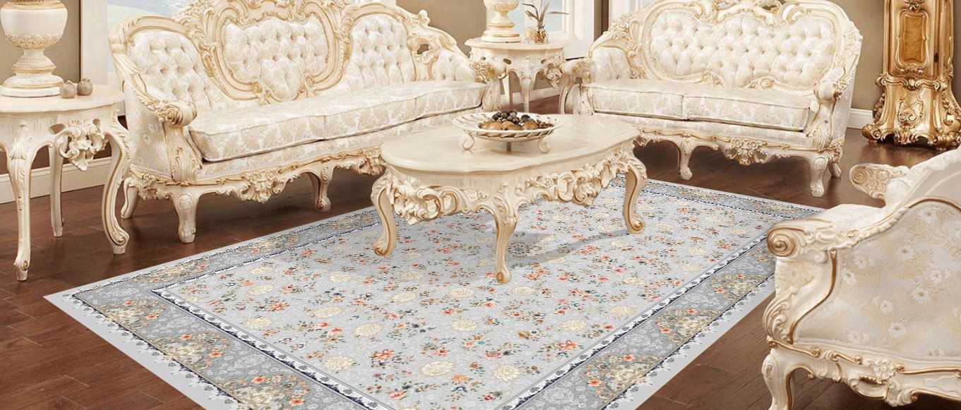 خرید فرش زمینه نقره ای