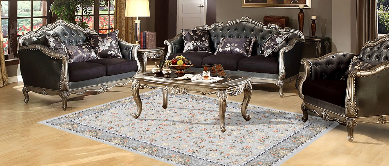 خرید فرش زمینه نقره ای 2