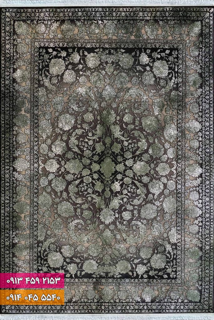 فرش کد 73017ZG زغالی سبز