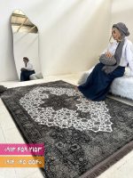 فرش کد 73064ZW زغالی سفید 1
