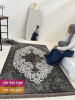 فرش کد 73064ZW زغالی سفید 2