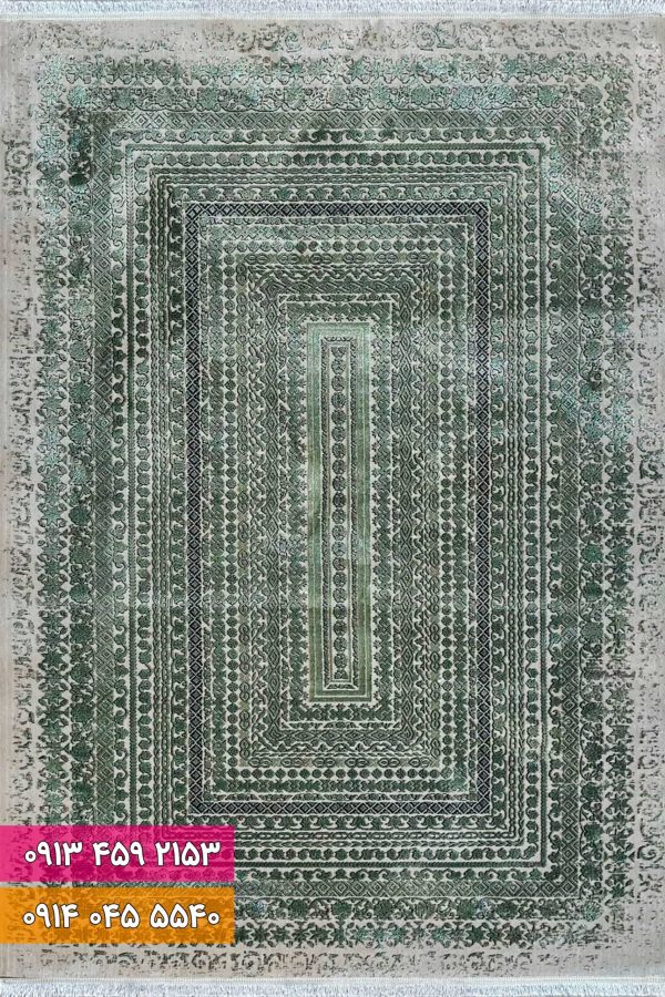 فرش کد 73070DG طوسی سبز