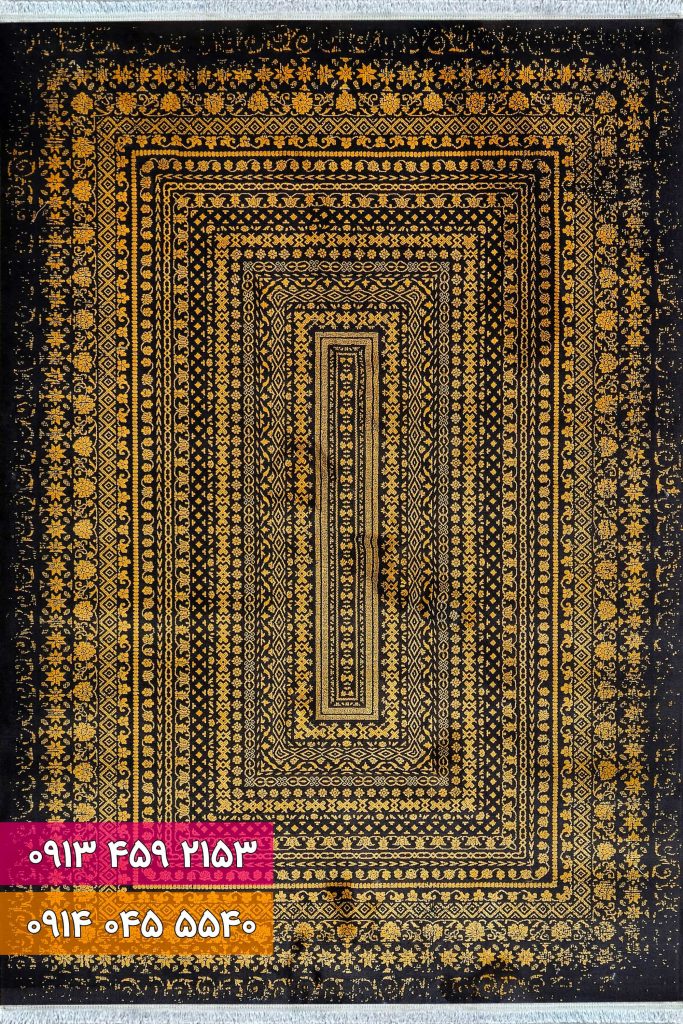 فرش کد 73070ZT زغالی طلایی