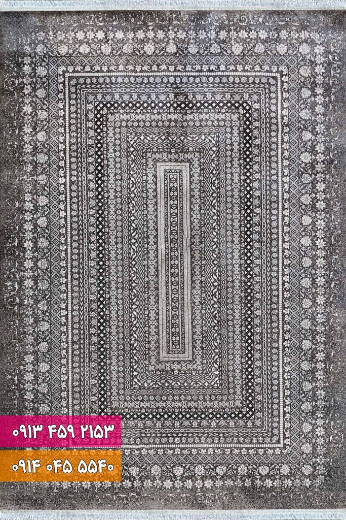 فرش کد 73070ZW زغالی سفید