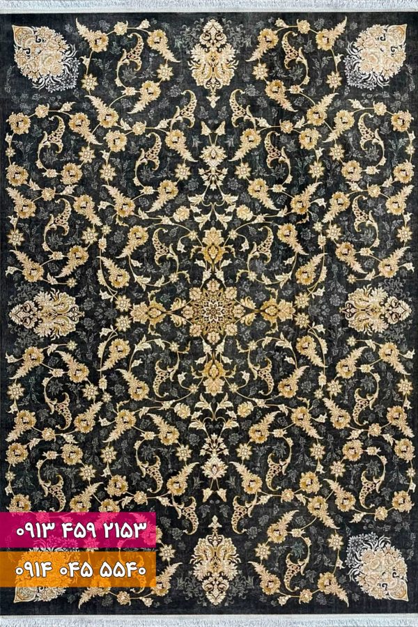 فرش کد 73110ZT زغالی طلایی
