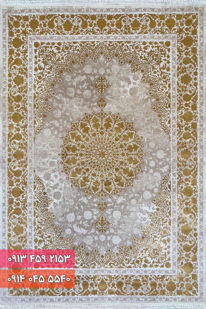 فرش کد 71037NT نسکافه ای طلایی