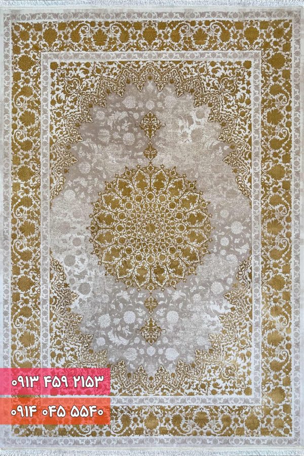 فرش کد 71037NT نسکافه ای طلایی