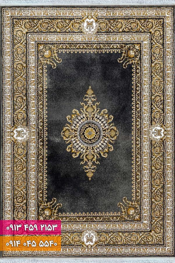 فرش کد 73122ZT زغالی طلایی