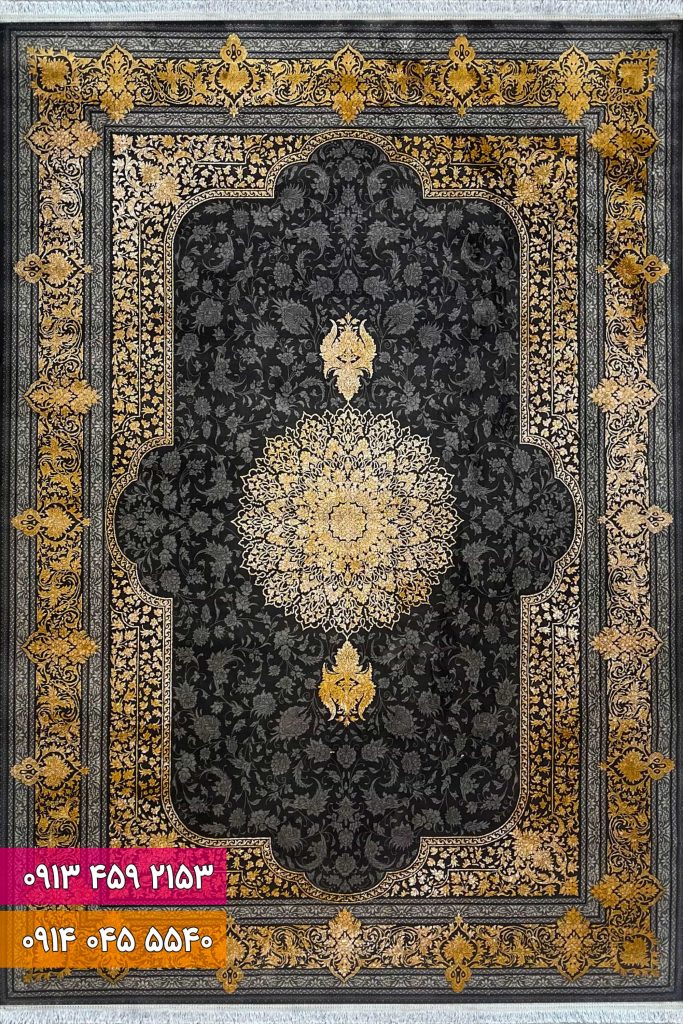 فرش کد 73125ZT زغالی طلایی