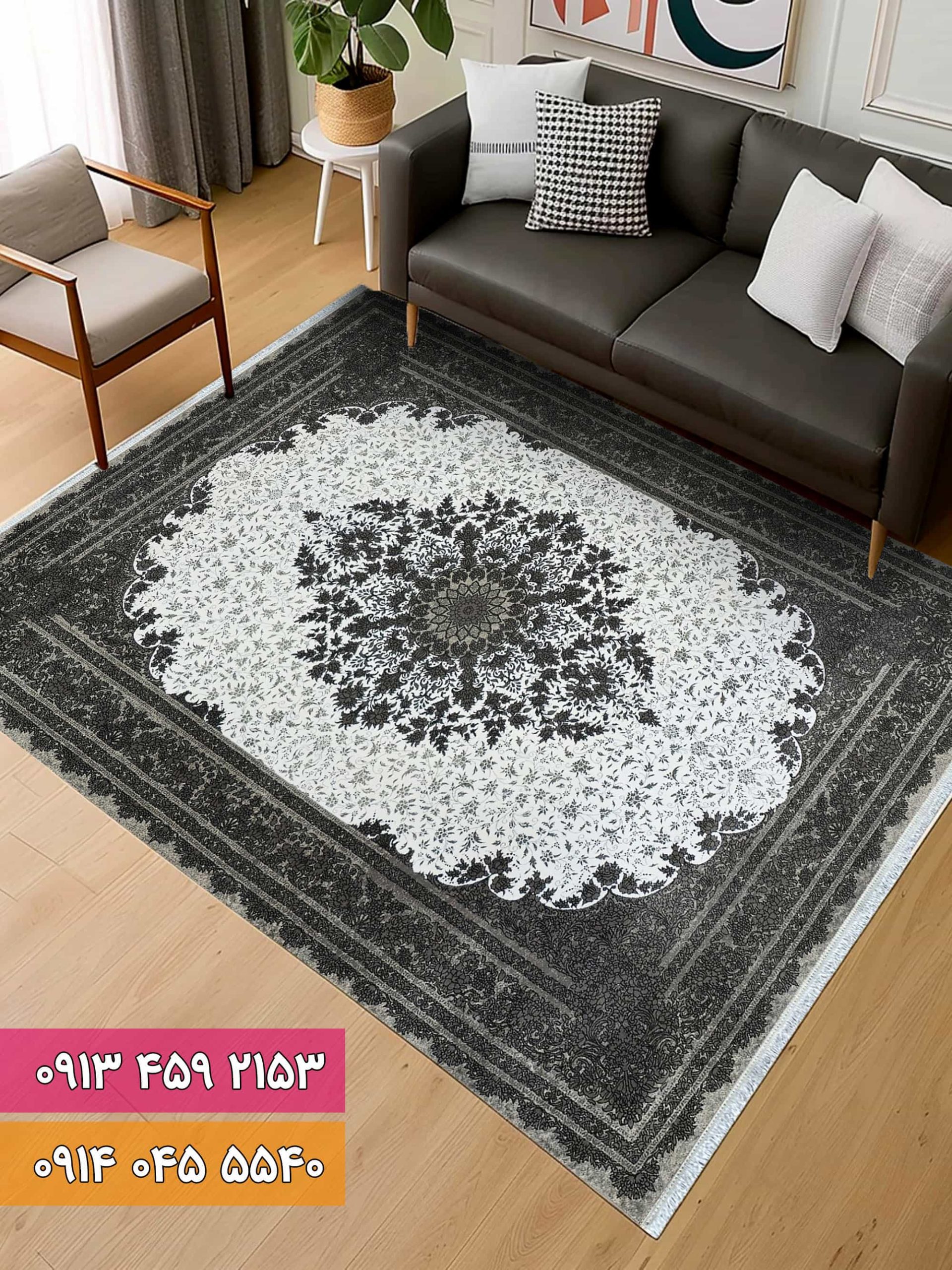 فرش کد 73126DW طوسی سفید 3