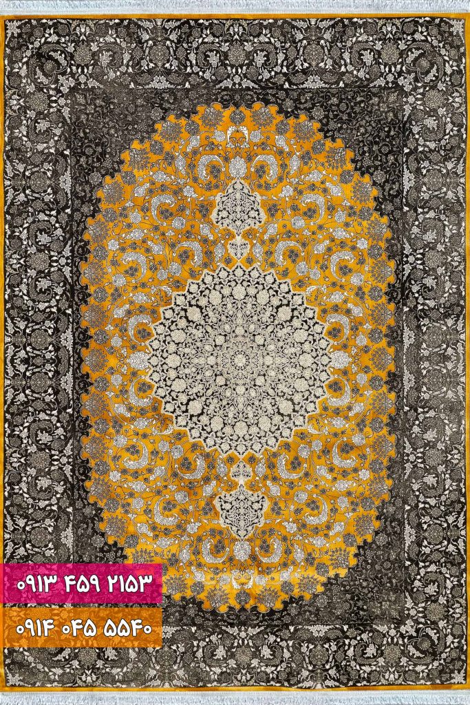 فرش کد 73133ZT زغالی طلایی