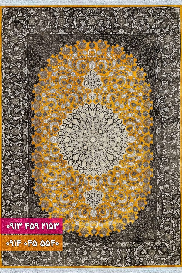فرش کد 73133ZT زغالی طلایی