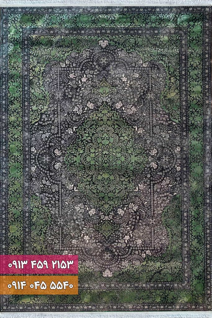 فرش کد 73134ZG زغالی سبز