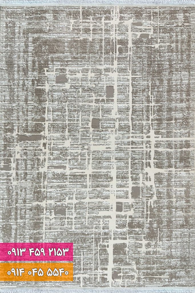 فرش فانتزی کد 42027NK کرم نقره ای