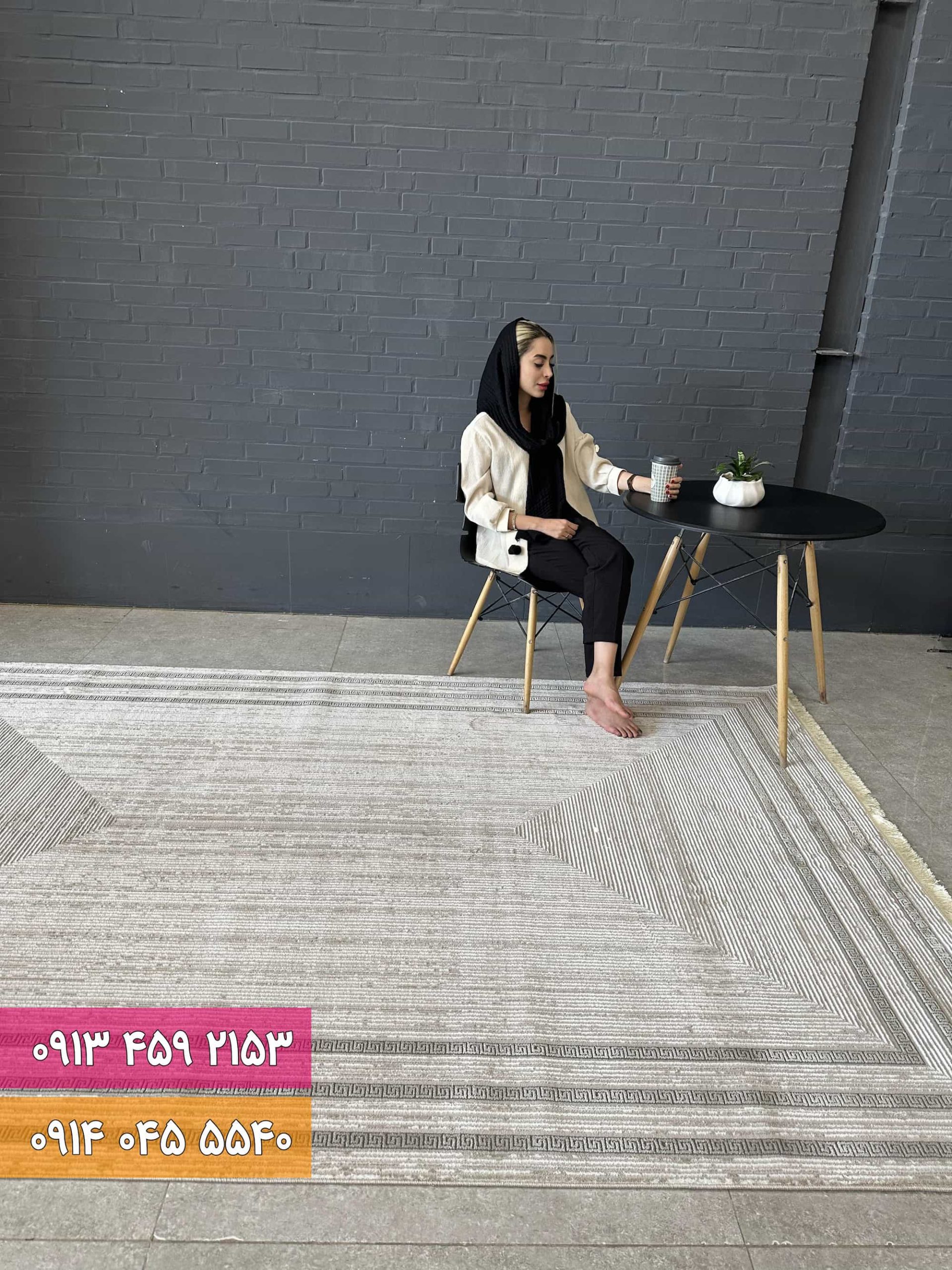 فرش فانتزی کد 42071KB کرم بژ 1