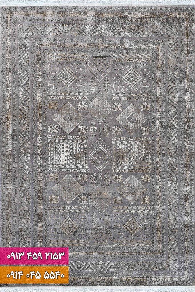 فرش فانتزی کد 42073KN کرم نقره ای