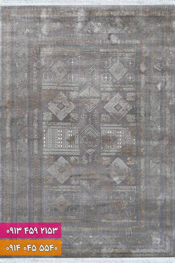 فرش فانتزی کد 42073KN کرم نقره ای
