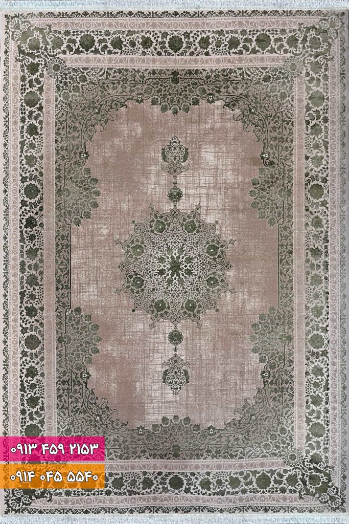 فرش کد 71005KG کرم سبز