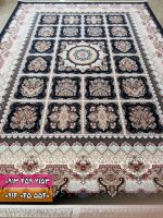 فرش طرح گل خشتی سرمه ای 1